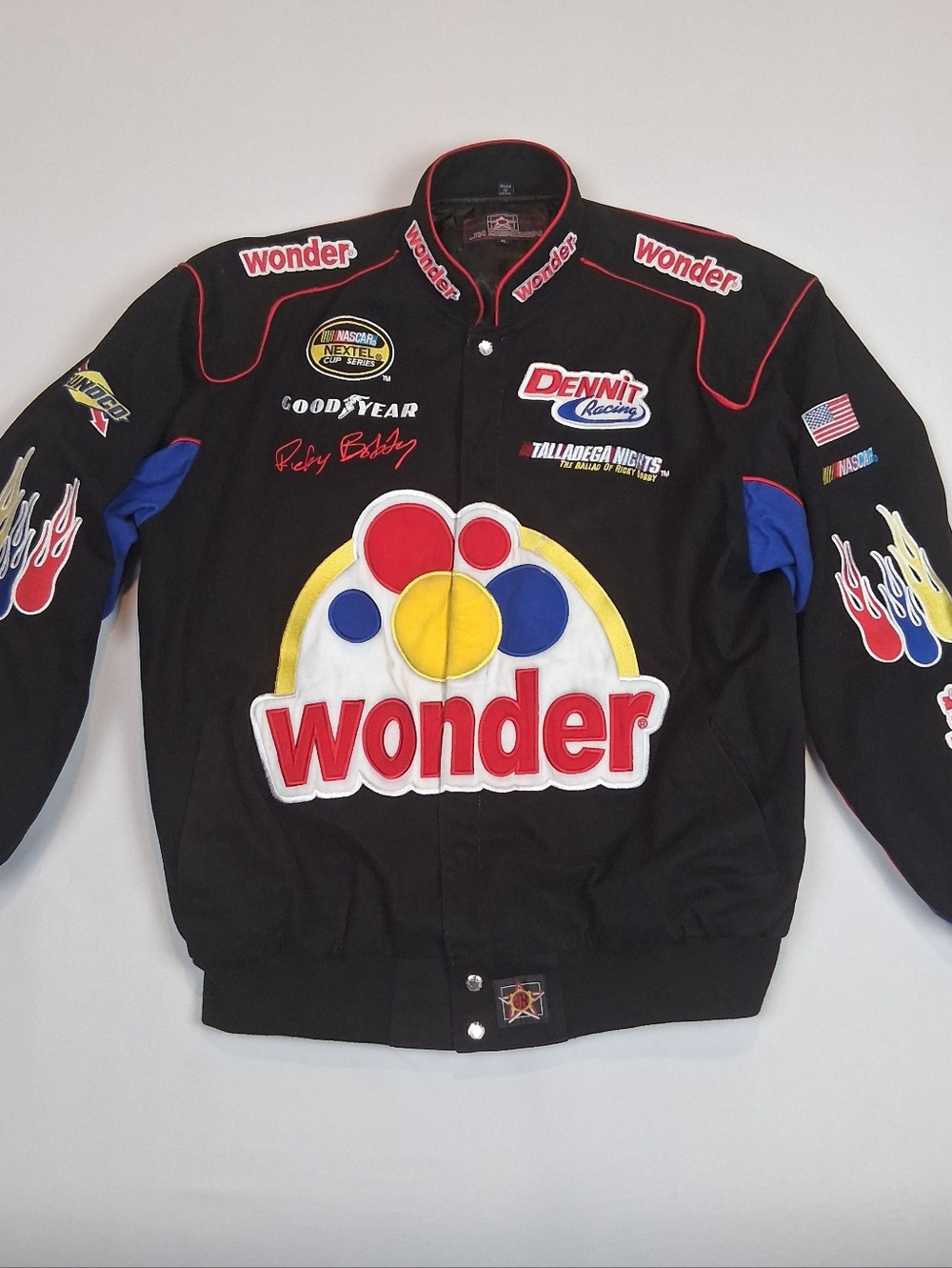 JH Design Talladega Nights Ricky Bobby NASCAR Pit Jacket RARE Black Mens Size XL